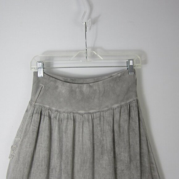 Unbranded Womens Small Washed Gray Flare Layered Skirt Lace Ruffle Bohemian - Picture 9 of 10